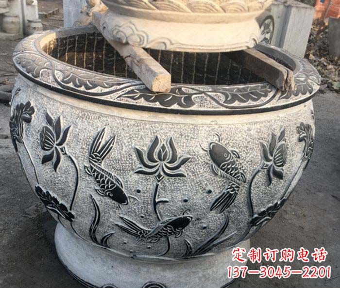 山西中领雕塑-仿古圆水缸雕塑