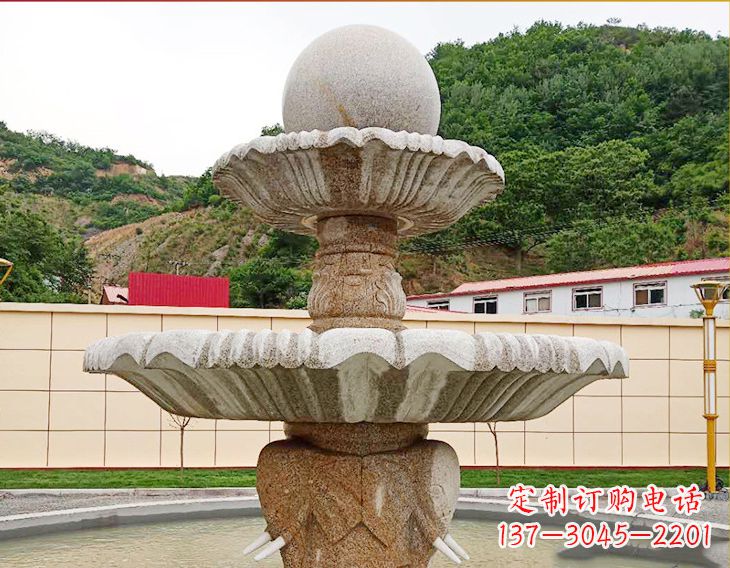 山西精致莲花石雕喷泉,添点艺术气息
