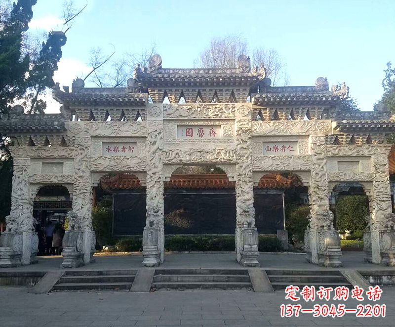 山西传承石雕牌坊楼,领雕塑带来您极致定制