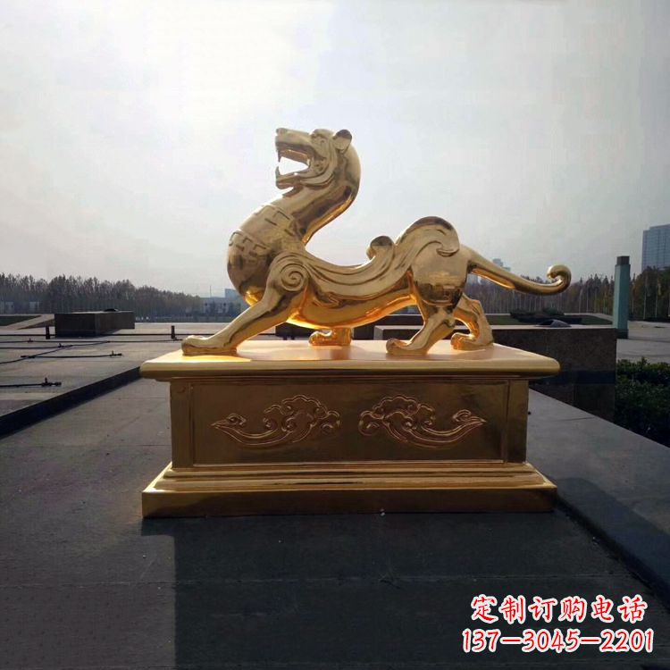 山西引领神兽,虎魂鎏金铜雕