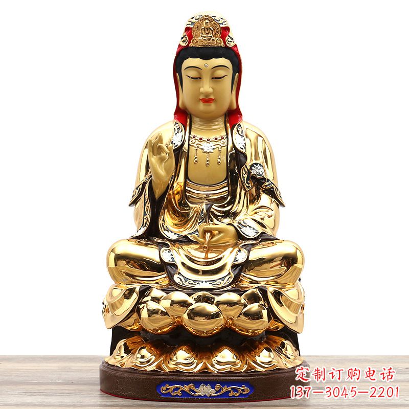 山西鎏金观世音菩萨纯铜雕塑