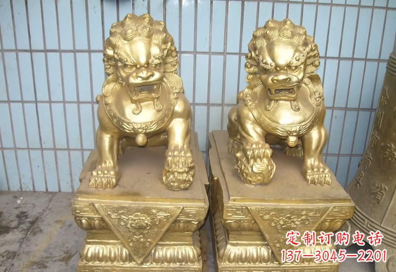 山西北京狮子雕塑,高雅典雅的手工鎏金铜制品