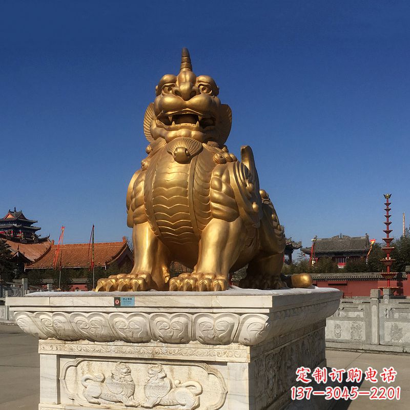 山西鎏金獬豸铜雕,为您提供精美的景观雕塑