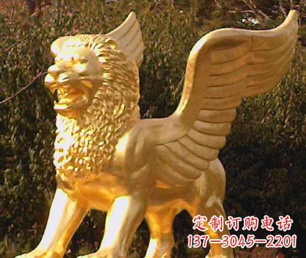 山西鎏金西洋狮子飞狮铜雕,尊贵非凡