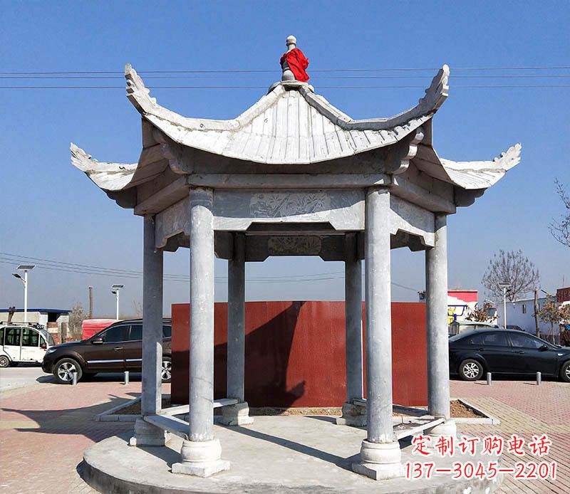 山西六角仿古凉亭雕塑,古朴迷人