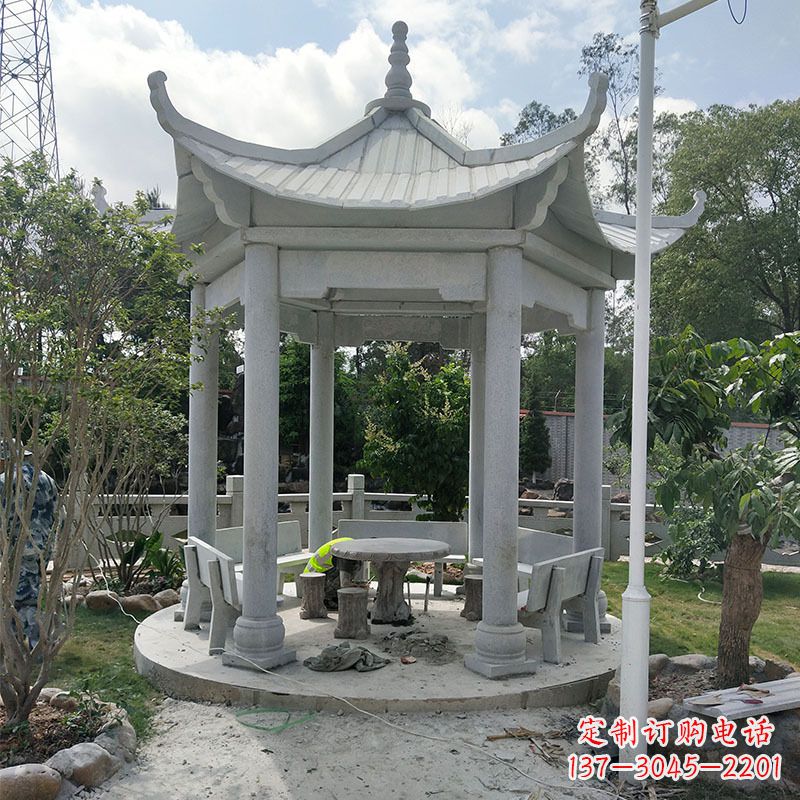 山西六角大理石凉亭雕塑中领雕塑是一家专业的雕…