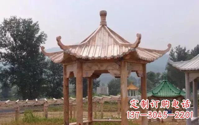 山西营造古朴悠然的凉亭石雕