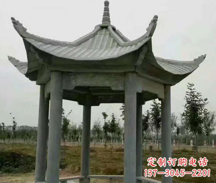 山西精美六角石凉亭雕塑