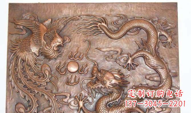 山西典雅龙飞凤舞红铜壁画铜浮雕
