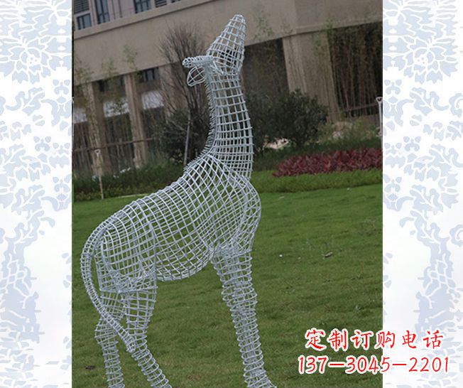 山西外观精美的不锈钢长颈鹿雕塑