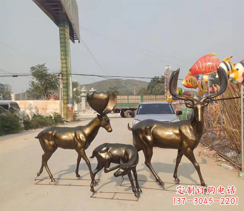 山西鹿公园动物铜雕
