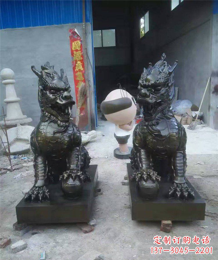 山西中领雕塑——神兽铜雕麒麟护持您的门口