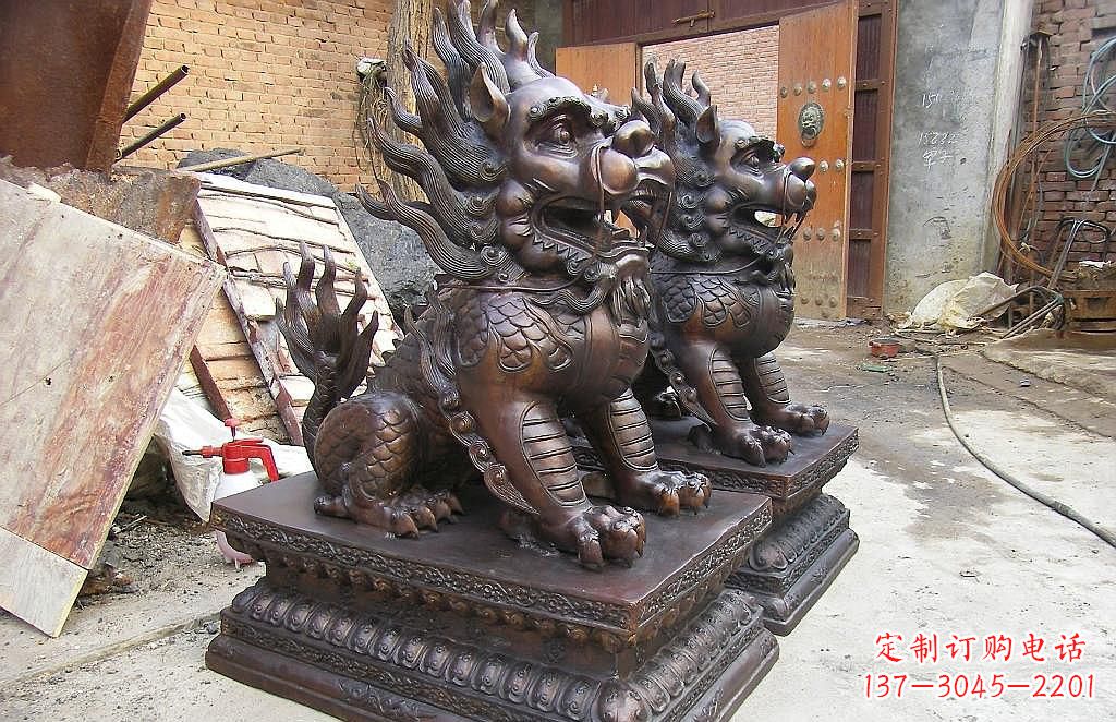 山西传统工艺精制–钜细工艺麒麟铜雕