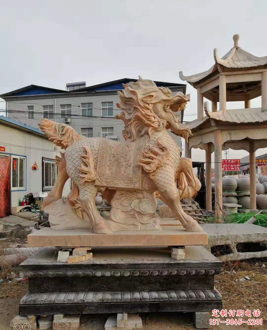 山西麒麟石雕,中领雕塑独特定制
