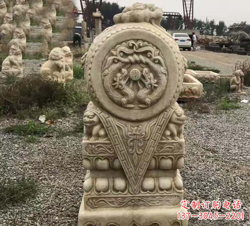 山西门口镇宅仿古门墩石雕