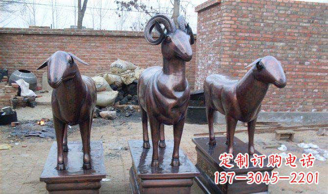 山西绵羊铸铜雕塑,仿铜动物雕塑