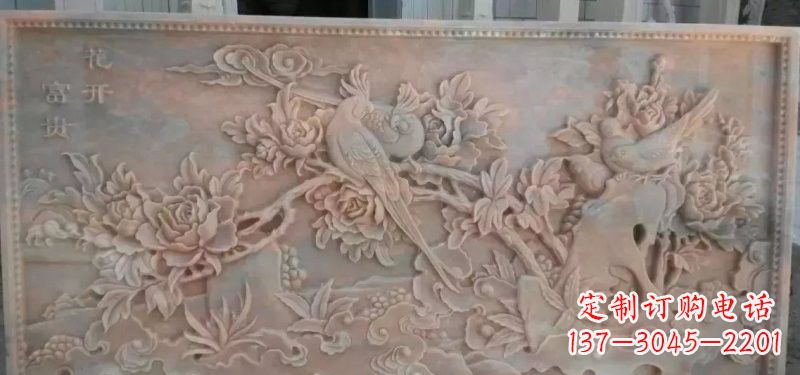 山西美轮美奂的牡丹花石浮雕
