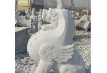山西汉白玉独角兽石雕，精美细腻，魅力无穷