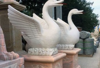 山西汉白玉天鹅雕塑，让庭院都享受激越的视觉奇观