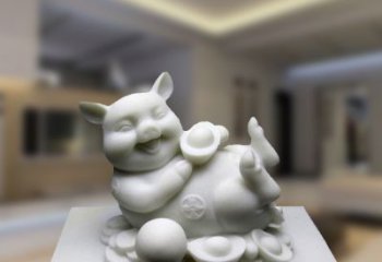 山西汉白玉动物雕塑，招财猪石雕精美装饰