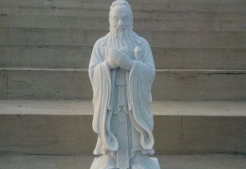 山西汉白玉孔子石雕，雕刻传承千百年文明