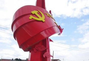 山西展现党旗文化的不锈钢党旗雕塑