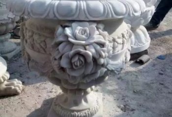 山西花朵浮雕欧式花钵石雕