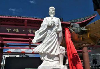山西传承医道中的传说——李时珍汉白玉石雕像