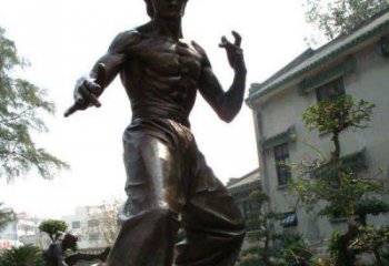 山西忠实再现李小龙公园名人铜雕