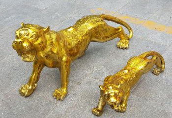 山西鎏金老虎，铜雕工艺精美