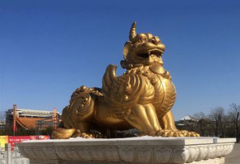 山西鎏金铜獬豸雕塑-给您的园林更多灵魂