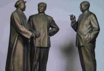 山西标题:伟人朱德毛主席铜雕——传承毛主席精神