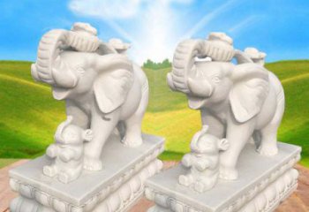 山西中领雕塑，独特精美的大象汉白玉门口石雕