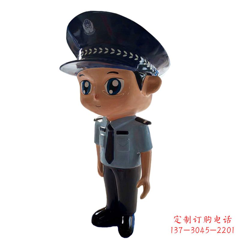 山西全新警察玻璃钢卡通雕塑