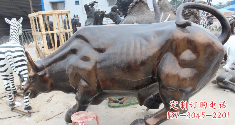 山西牛玻璃钢仿铜动物雕塑