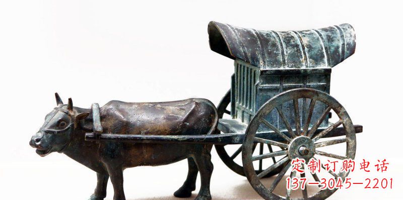 山西定制牛车景观铜雕塑