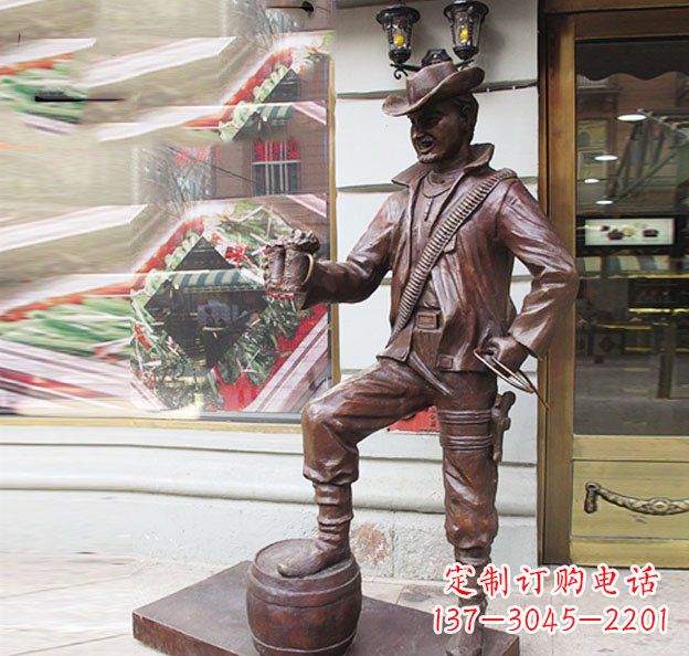 山西别具特色的牛仔铜雕