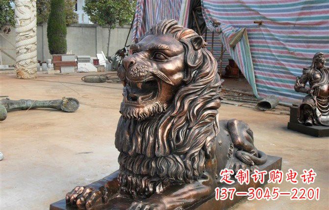 山西汇丰狮子铜雕,体现高贵气质