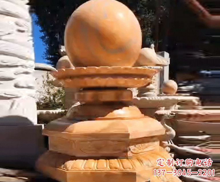 山西喷泉里的石材雕塑