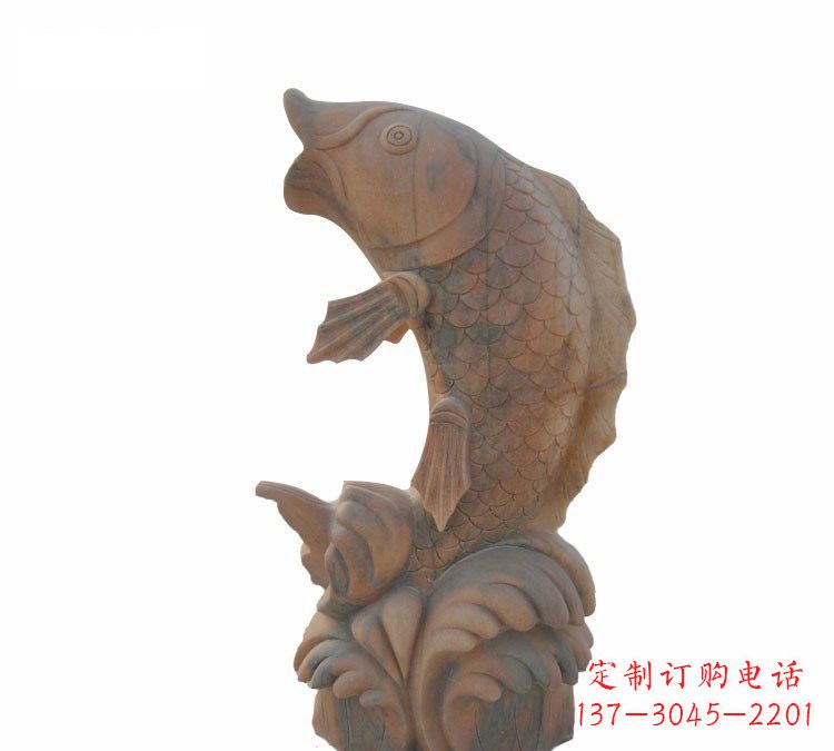 山西喷水鲤鱼动物石雕
