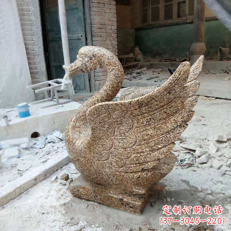 山西应用天鹅花岗岩制作的喷水雕塑