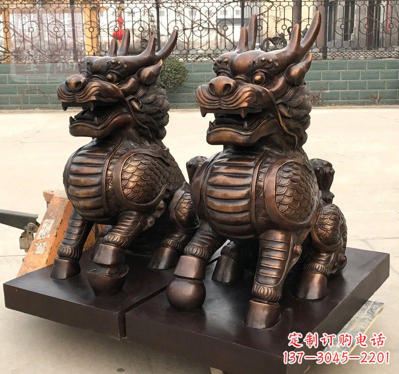 山西高雅定制辟邪铜麒麟雕塑