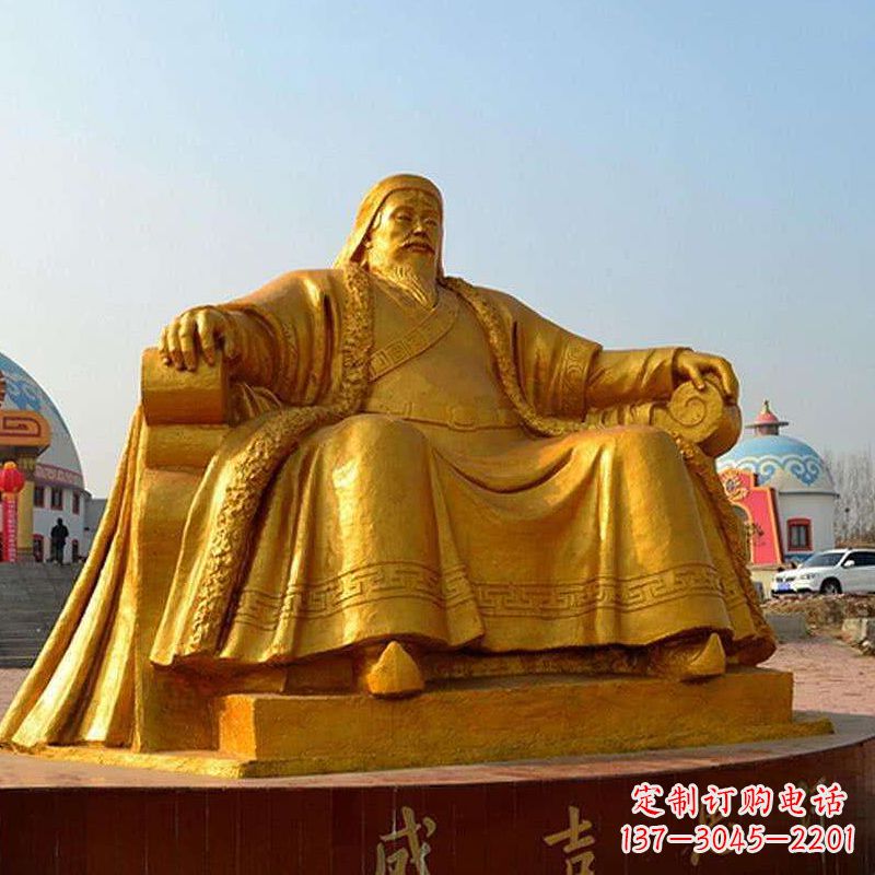 山西雕刻古代传奇军事家成吉思汗铜雕像