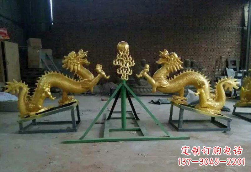 山西享受经典,领略古老传统,精美特色的双龙戏珠铜雕