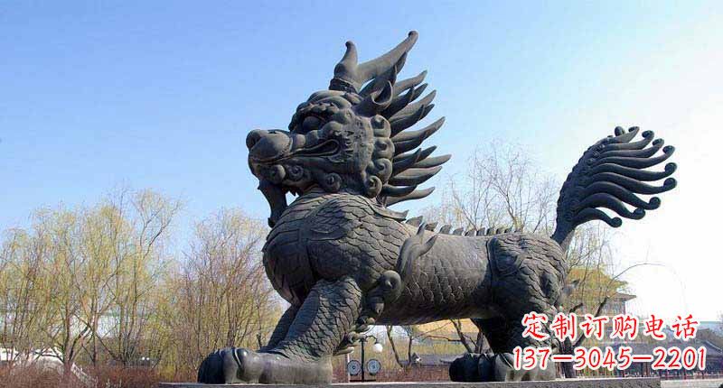 山西麒麟园林景观铜雕