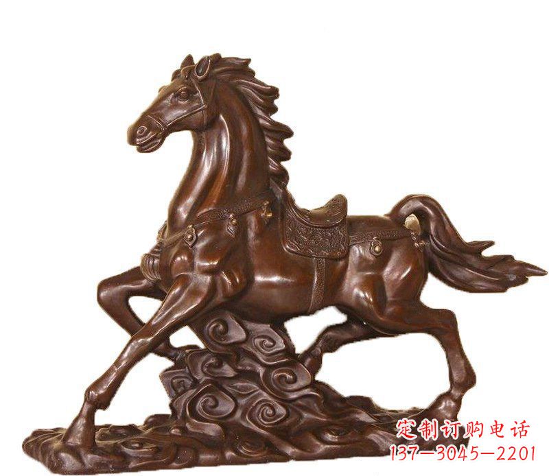 山西企业办公招财动物马玻璃钢仿铜摆件