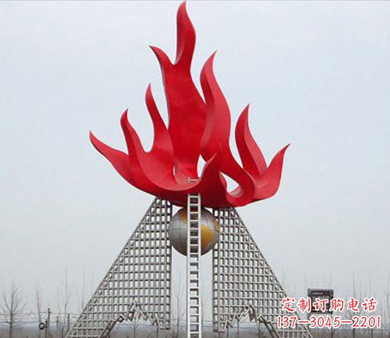 山西金色火苗-优雅华贵的不锈钢景观雕塑