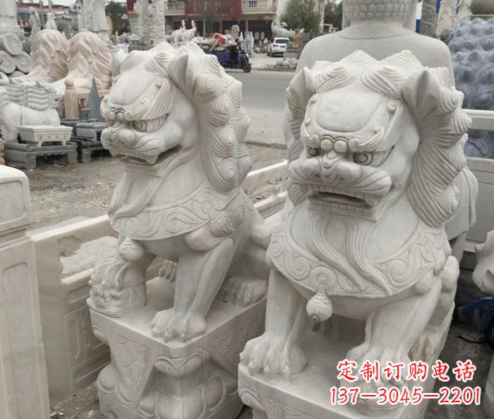 山西企业景观大理石狮子石雕 (6)