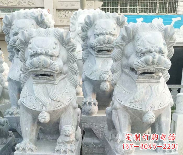 山西企业景观大理石狮子石雕 (8)