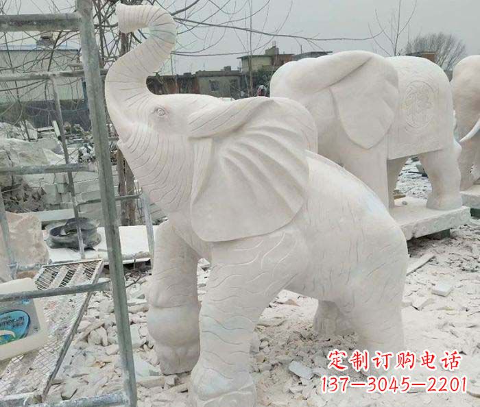 山西企业景观招财大象石雕
